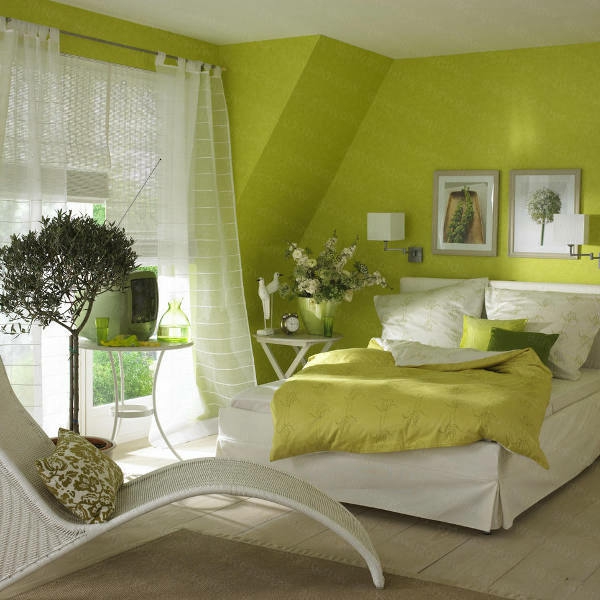 vihreä-wall design-for-makuuhuoneen-viihtyisä