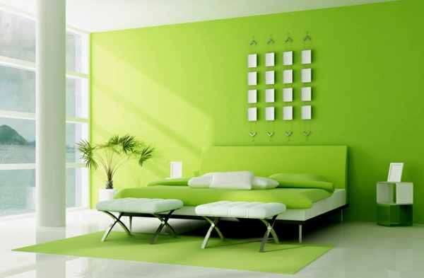 vihreä-wall design-for-makuuhuoneen ylellinen-laitteet