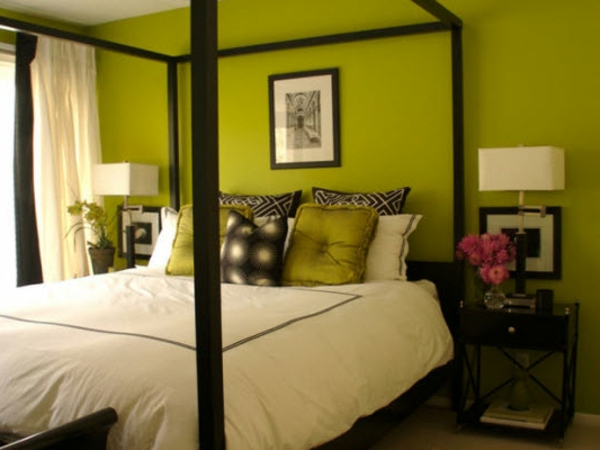 vihreä-wall design-for-makuuhuone-with-a-kaunis hengen