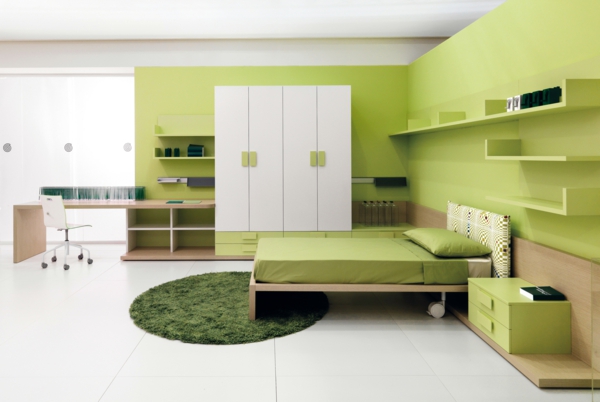 vihreä-wall design-for-makuuhuoneen moderni-ja-kauniita
