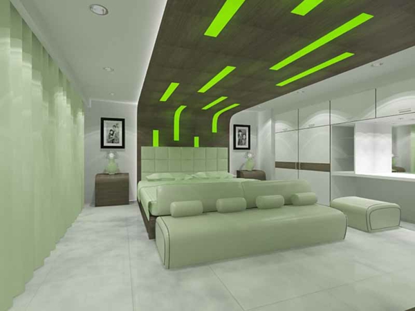 vihreä-wall design-for-makuuhuoneen moderni kattoon
