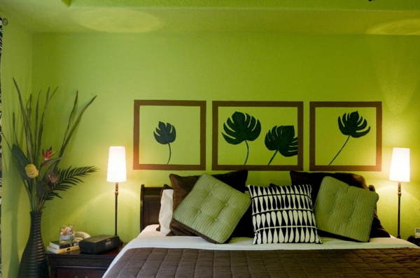 vihreä-wall design-for-makuuhuoneen-chic-look