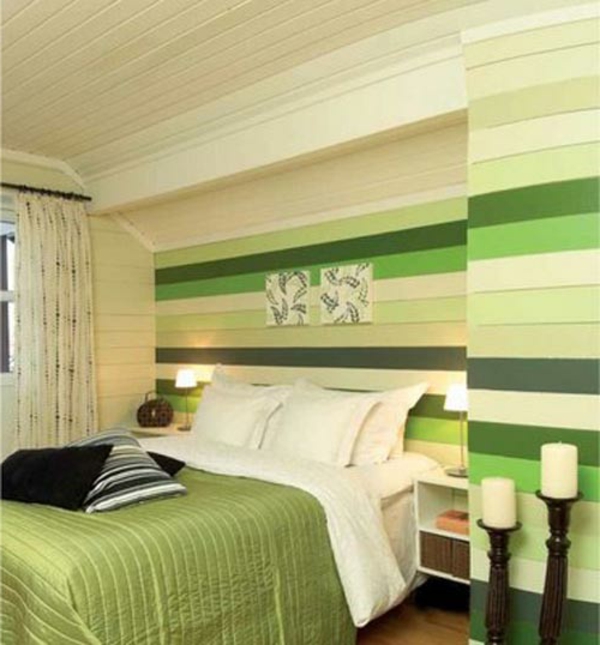 vihreä-wall design-for-makuuhuoneen-eri-vivahteikas