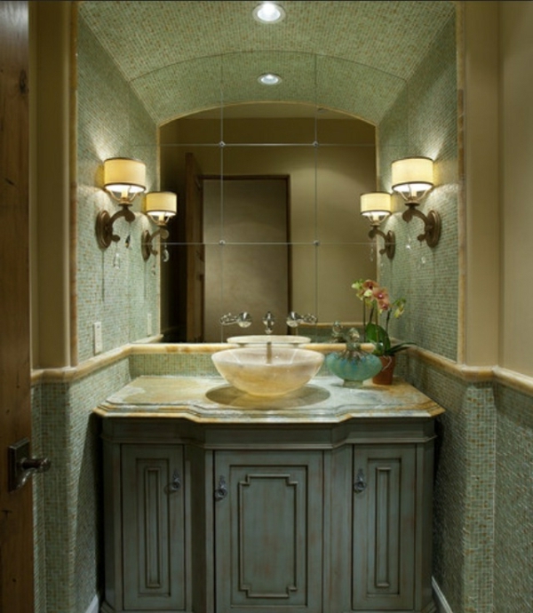 verde-baño-moderno-decoración-para-pequeños-baños - espejo modelo