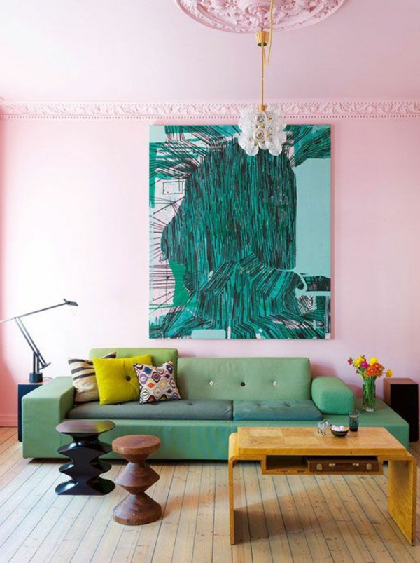 πράσινο καναπέ σαλόνι-ιδέες-wall-paint-living-room-wall-design-livingroom