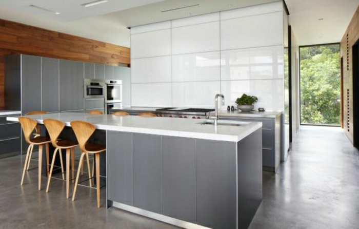 szürke fal színe-elegáns-modern konyha