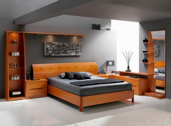 灰色的卧室 - 现代设计