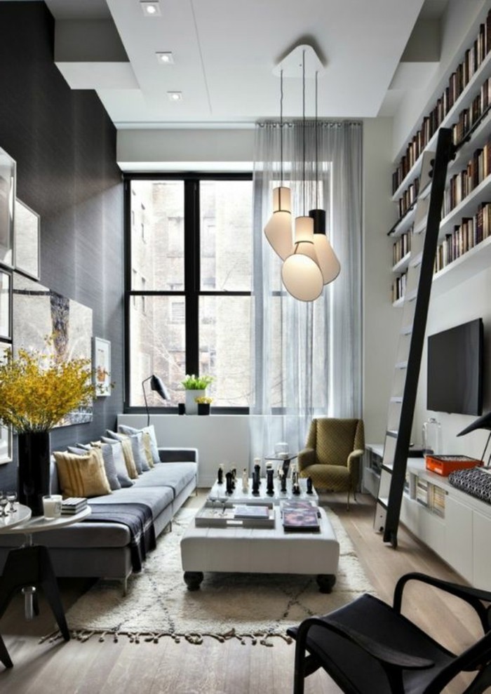 灰色模型客厅创意天花板镶板
