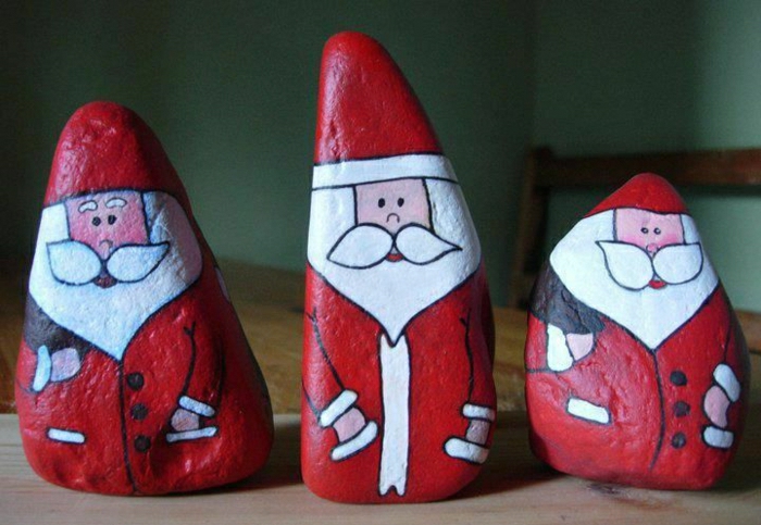 אבנים מצוירות ביד רעיון Santas Creative
