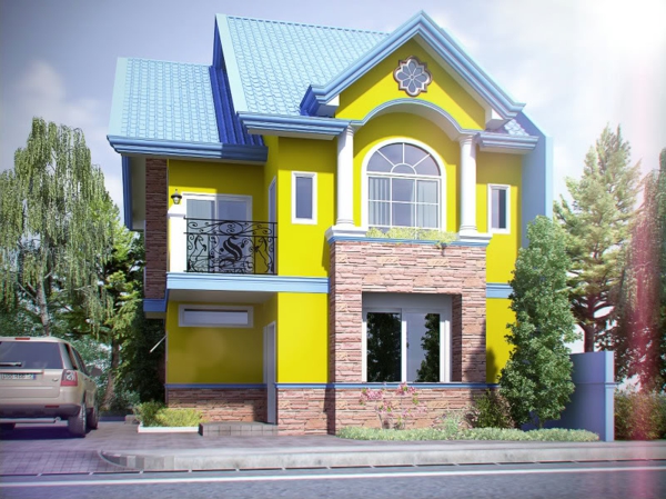 hausfassade रंग-दिलचस्प पीले घर