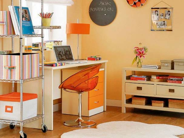 φωτεινές ιδέες πορτοκαλί τοίχο-νηπιαγωγείο-σχεδιασμός Ζεστό χρώμα