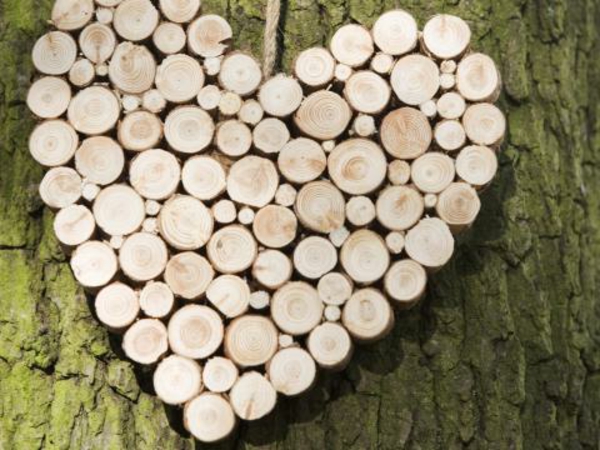 Decoración del tronco de troncos: un corazón
