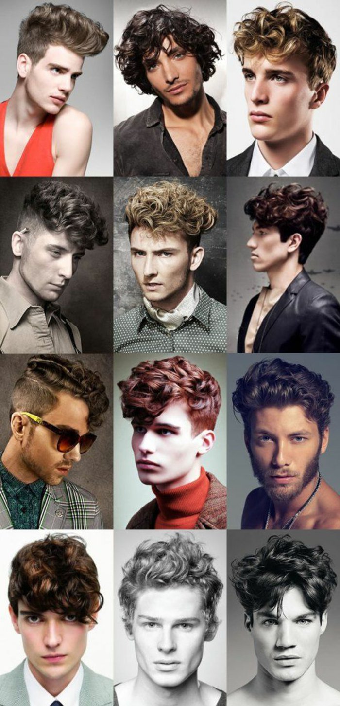 grandes idées pour les coiffures des hommes, les cheveux bouclés, le style des boucles, les coupes de cheveux de longueur moyenne