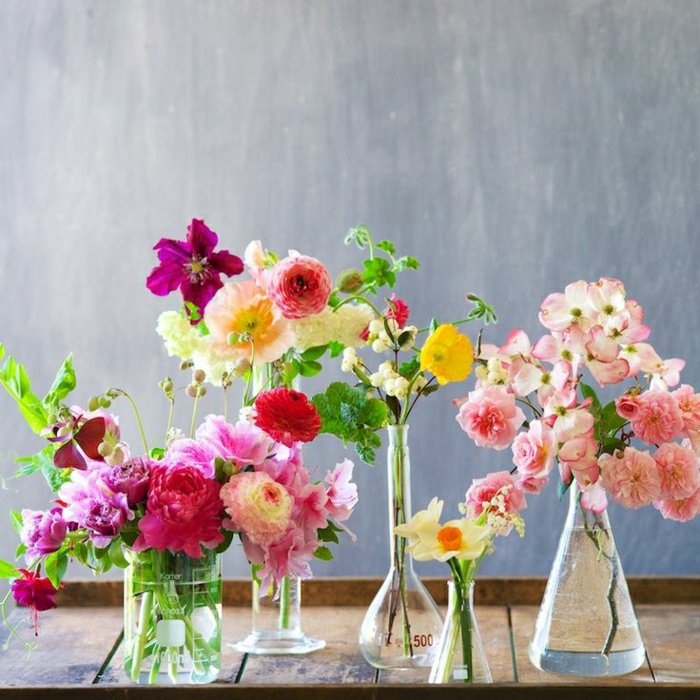 magnifiques pots de verre-fleurs différentes formes de vases en verre déco