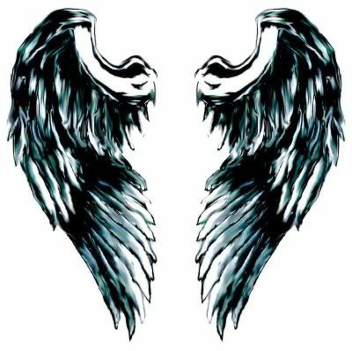 我们对黑天使纹身的一个想法 - 这里是长着羽毛的伟大的黑天使翅膀