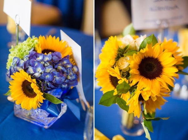 Hochzeitsdeko-.Beautiful-Blumendeko-καλοκαίρι λουλούδια-in-κίτρινο χρώμα