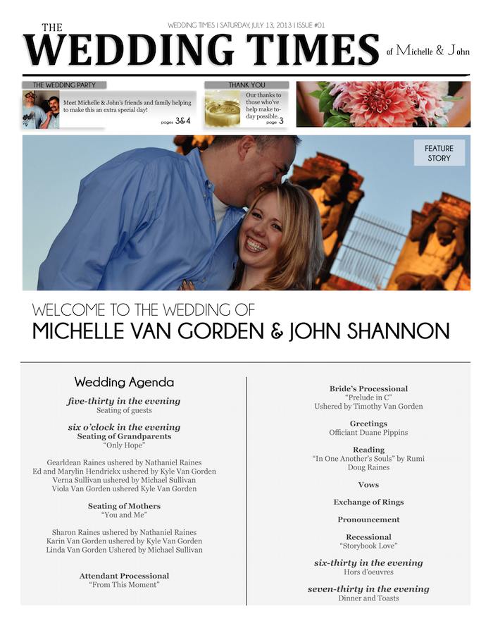Esküvői újság elképzelések az újság újságának létrehozására és nyomtatására az interneten