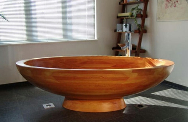 ξύλινη μπανιέρα οβάλ σχήμα Σχεδιασμός Μπάνιο