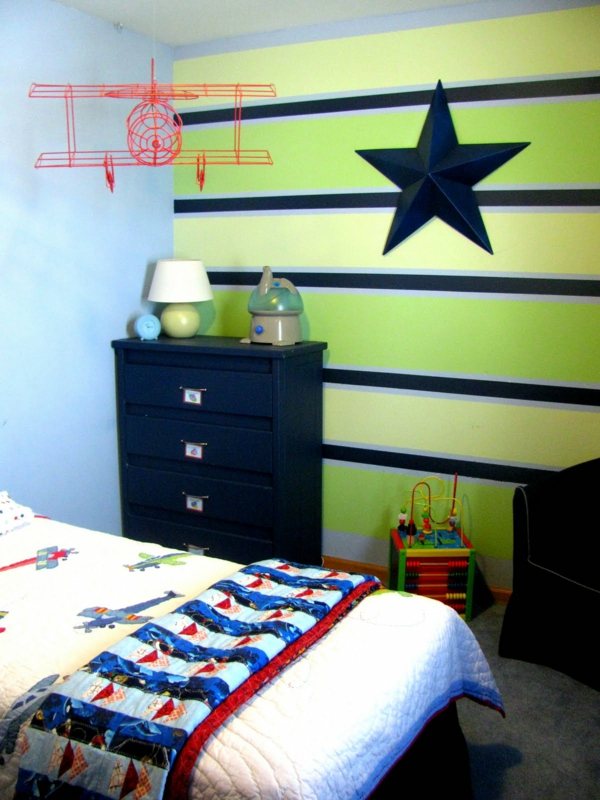 विचार, बच्चों के कमरे, स्टार, पेंटिंग - ग्रीन में दीवार