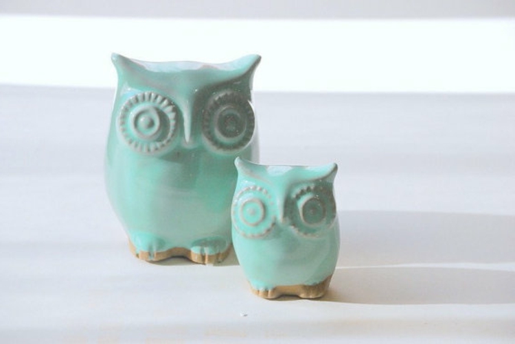 décoration-pour-espace-kerramik-Hibou bleu turquoise-simple, chic
