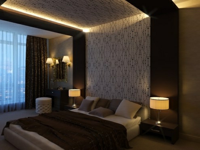 epäsuora-valoa huoneen kattoon johtama Ainutlaatuinen suunnittelun makuuhuoneen