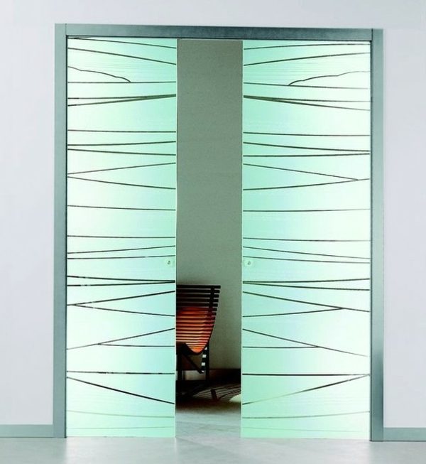 室内门 - 从玻璃 - 绿松石色 - 现代