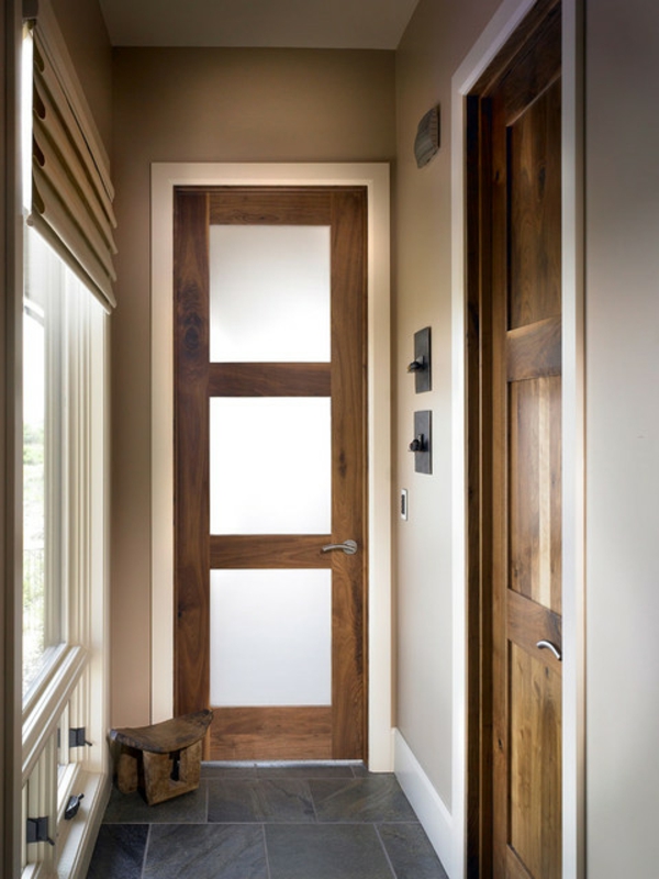 室内门 - 木玻璃非常狭窄 - 现代设计