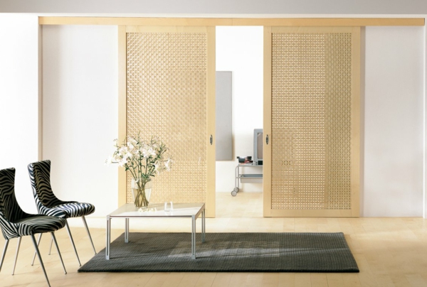 דלתות-עם-על-עיצוב-עיצוב-יפה-פנים-חיים פנים רעיונות-enrichtung המודרנית - דלתות זזות מעץ