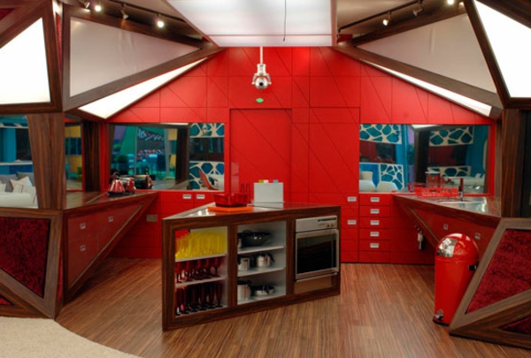 有趣的红色厨房，墙壁的颜色