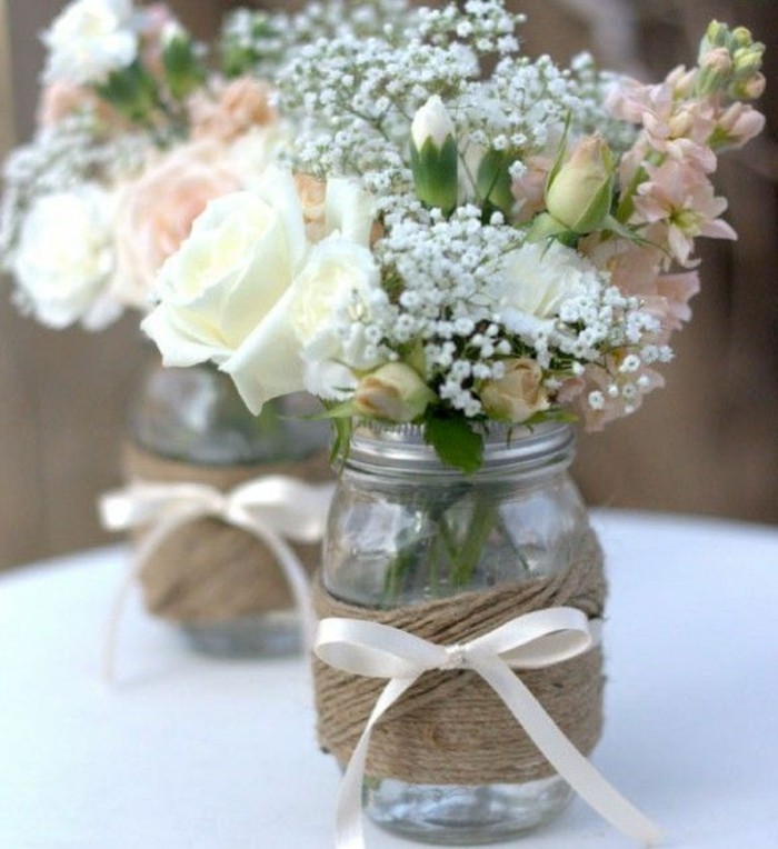 szervez érdekes váza-with-szép virág-diy-wedding-