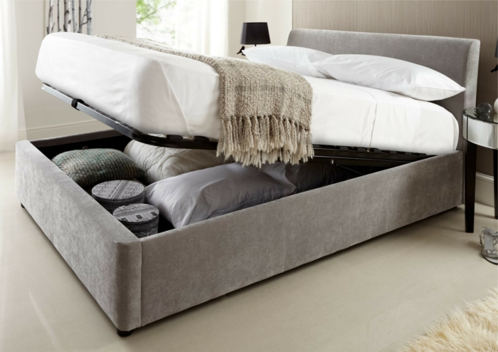 有趣的模型，床箱的软垫床现代卧室