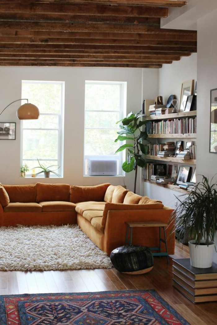 有趣的模型客厅，带-A-地毯上最bodem盖设计中，wohnzimmer