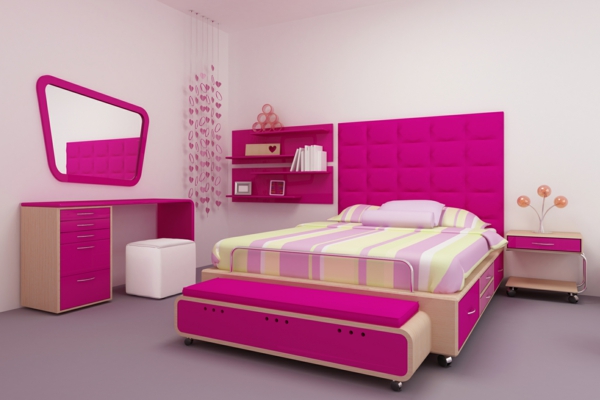 belsőépítészeti-ötletek rózsaszín hálószoba ötlet