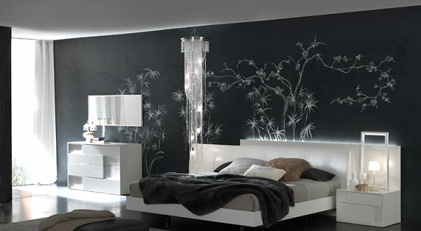 Italian makuuhuoneen Modern-pimeä-seinärakenne