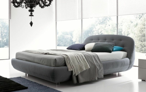 意大利卧室现代灰色张床