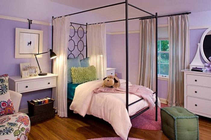 dormitorio juvenil en color-color de la pared-berenjena-moderna-color de la pared