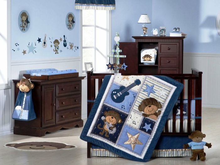 nuori-lastentarha-suunnittelu-vauvan makuuhuoneen wanddeko-in-blue
