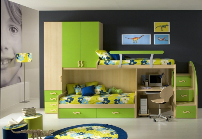 Младият стая-дизайн-зелено-мебели