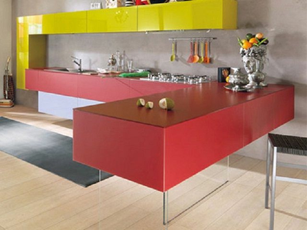 κόκκινο και κίτρινο χρώμα για την κουζίνα - μοντέρνο χρωματικό σχέδιο