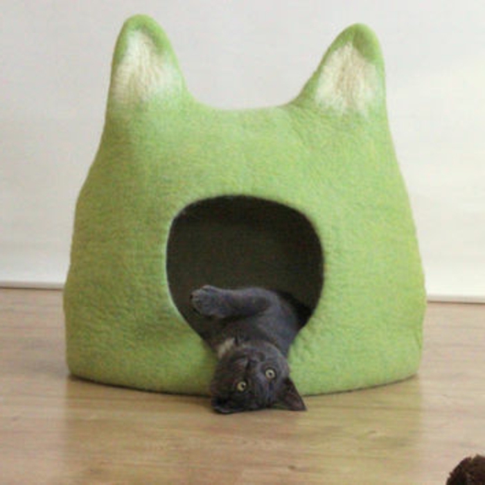 mačke pribor - zelena krevet-malo-mačka