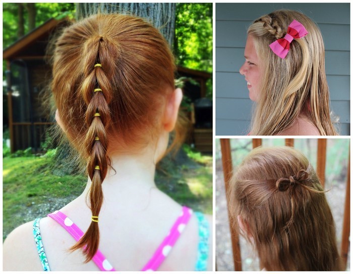 gyermek-frizura-egy hosszú copf három lány