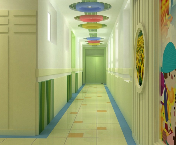 幼儿园内，漂亮的走廊
