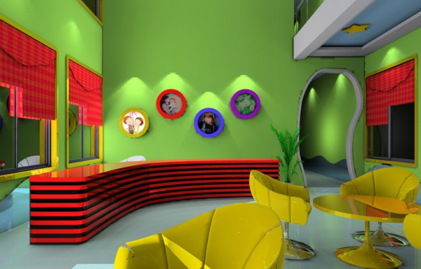 幼儿园内，超现代的接收功能于许多，颜色