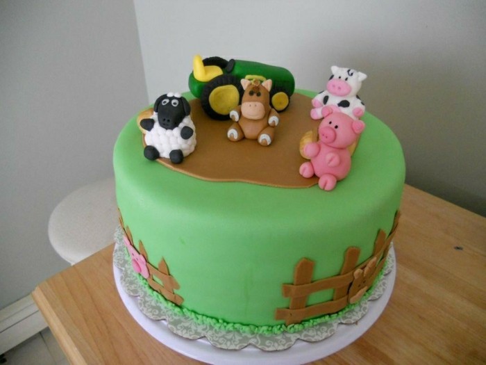 ילדי יום הולדת עוגה אלגנטים-מודל-ירוק-צבע