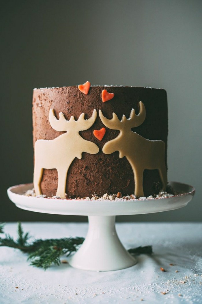 cumpleaños de los niños Elementos damhirsche torta-creativa-diseño-dos de chocolate