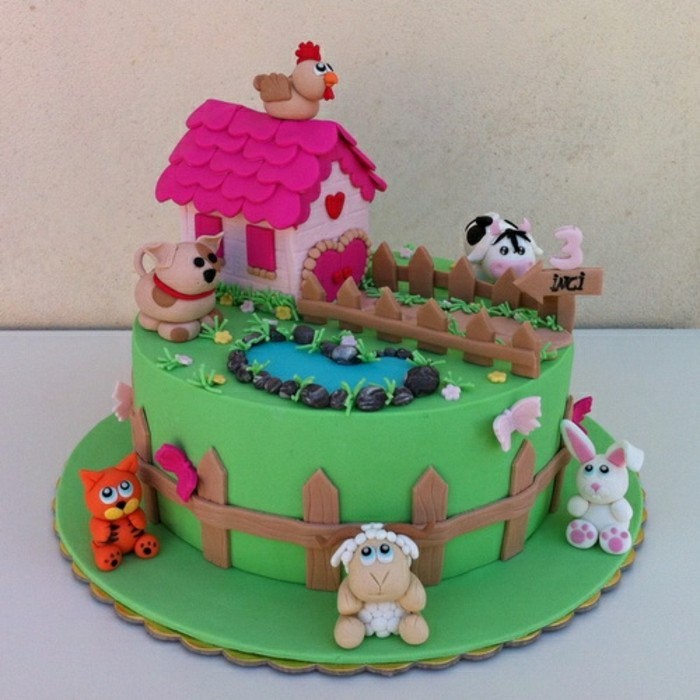 niños torta-la-cumpleaños-interesante modelo de color-color-