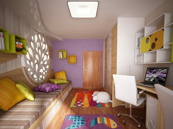 cuarto de niños-con-madera-en-la-pared-simplicidad-iluminación - mirada linda