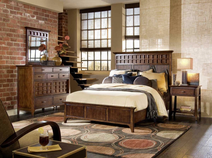 chambre au mobilier classique bois mobilier moderne-rustique confortable