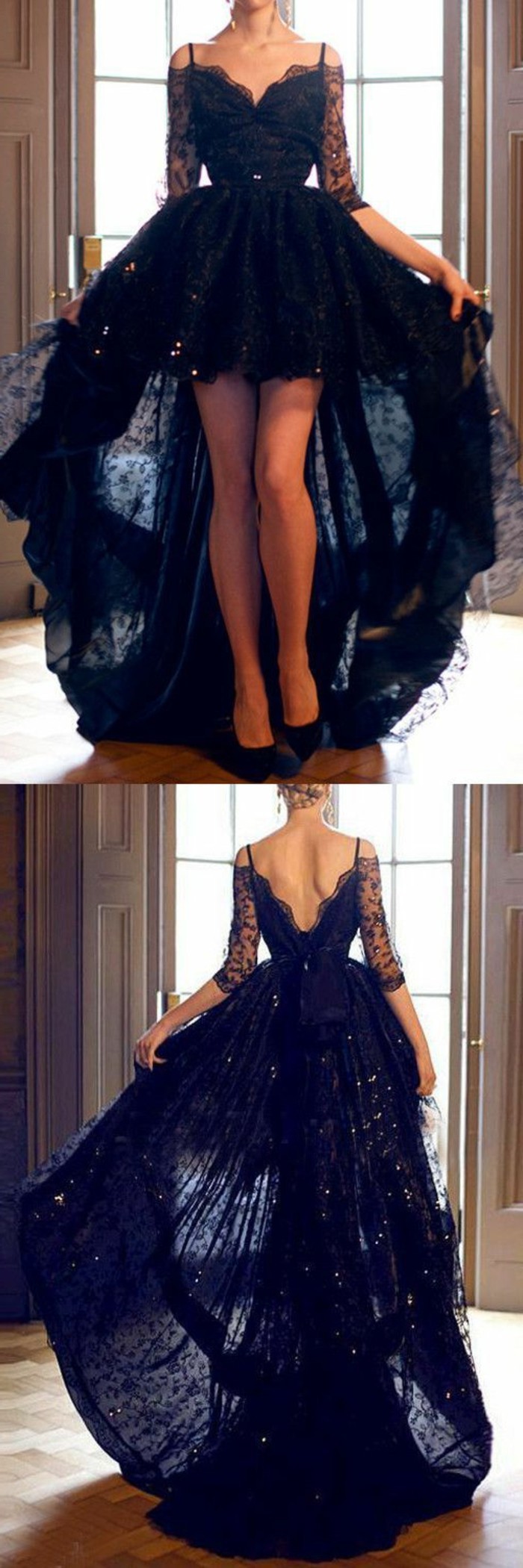 φόρεμα-εορταστική-μαύρο φόρεμα-δαντέλα λαμπερή γυναίκες παπούτσια-τακούνια με-υψηλής