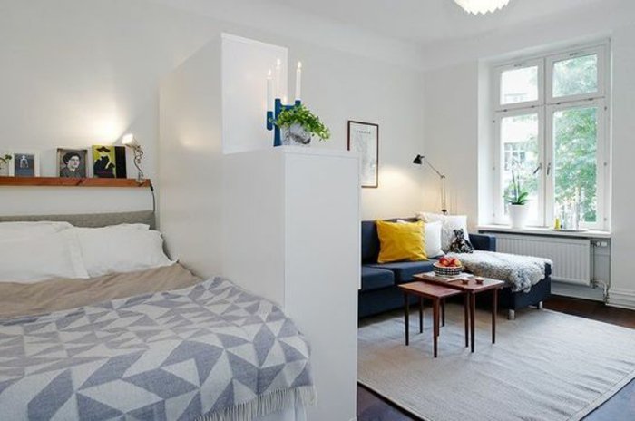 μικρό σαλόνι διαμέρισμα-set-υπνοδωμάτιο